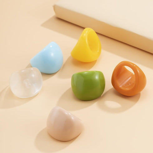 Colorful Chunky Acrylic Wide Band Rings Set,Resin Chunky Knuckle Finger Rings Stackable Rings Y2K Jewelry for Women...