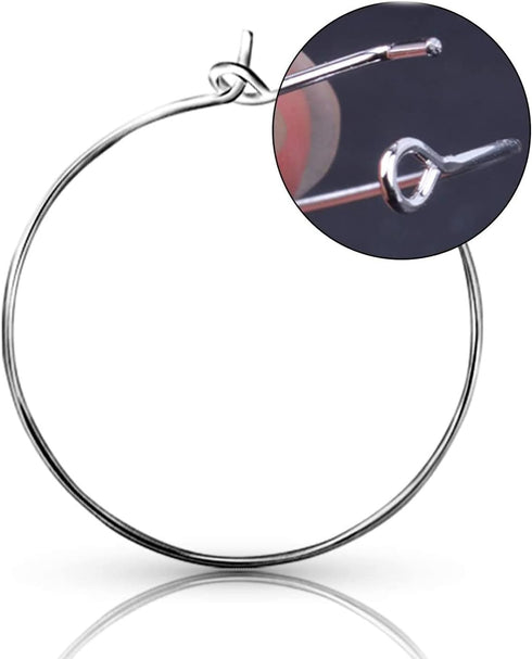 Ausejopeac 60 PCS Beading Hoop Earring Finding 925 Sterling Sliver Plated Open,Hypoallergenic Round Beading Hoop Open Beading Hoop for Jewelry Mak...