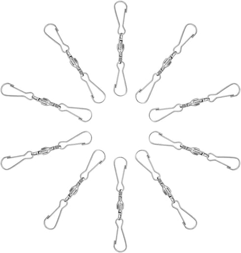 Spinning Dual Clip Swivels, Wind Spinner Hangers, Stainless Steel Spiral Tails Twisters for Spinning windsock, Garden Bell, Bird feeders, Party Su...