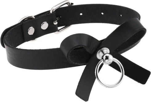 2Pcs Soft Faux Leather Collar and Leash Set for Women,Bow Choker Necklace with Hauling Chain Cosplay Jewelry Gift for Pet Role Play...