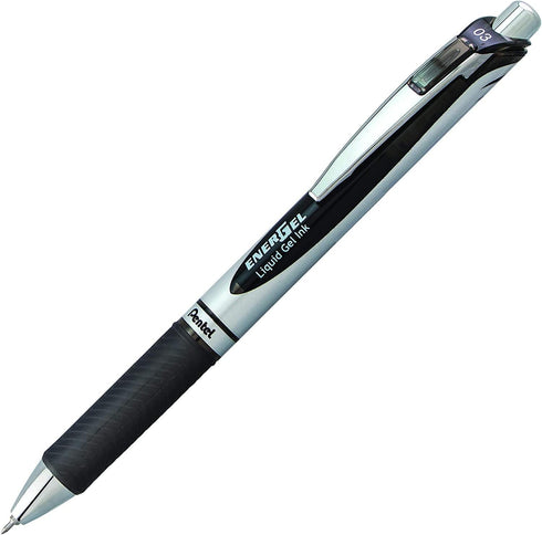 Pentel Energel 0.3 MM Ultra Fine Rtx Retractable Liquid Gel Pen - Needle Tip - 6 Pack Of 3 Black Ink & 3 Blue Ink Deluxe Pens...