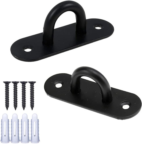 Stainless Steel Heavy Duty Ceiling Hooks with Screws and Plastic Anchors, Wall Mount Pad Eye Plate Top Hook Hanging Hardware for Yoga Hammock Swin...