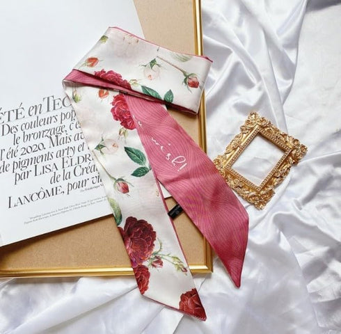 1Pc Rose Fashion Bag Handbag Handle Ribbon Scarf Polka Dot Printing Neckerchief Scarf Easy to Wear,Fashion Scarves,Scarves and Wraps...