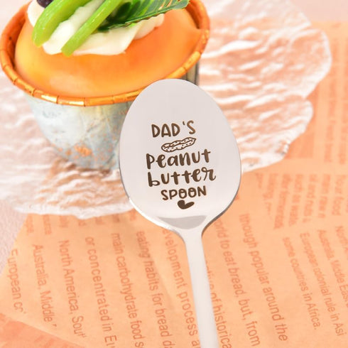 Best Dad Gifts - Dad's Peanut Butter Spoon - Fathers Day Birthday Gifts for Dad Christmas gifts, Coffee Tea Spoon Engraved Stainless Steel, Father...