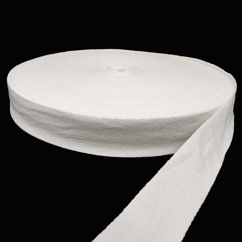 Cotton Twill Tape 1 Inch Wide 50 Yard Soft Natural Herringbone Cotton Webbing Roll forDIY Craft Making (1 inch, 50 Yards, White)...