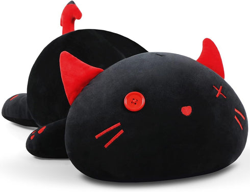 Cute Black Cat Plush Toy Soft Stuffed Animal Kitten Hugging Pillow Kawaii Plushie Kitty Toy for Kids Gift, 12"...