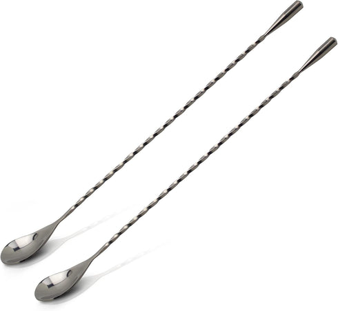 The Art of Craft Bar Spoon: 12.5” Stainless Steel Cocktail Mixing Spoon, Long Handle Spiral Design with Weighted Teardrop End (Set of 2)...