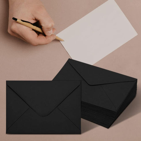 50 Packs of A7 Envelopes for Invitation, Black 5x7 Envelopes with V Flap, Great for Graduation, Invitation, Baby Shower, Wedding and RSVP Cards (B...