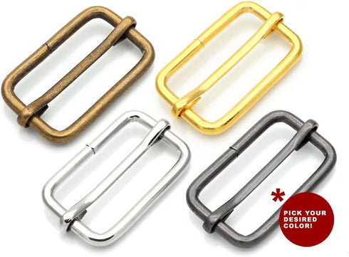 CRAFTMEMORE Triglide Slider 1 1/4", 1 1/2" Belt Keeper Movable Bar Slider Strap Adjuster Rectangle Strap Keeper Purse Making (1 1/2" x 10 pcs, Gun...