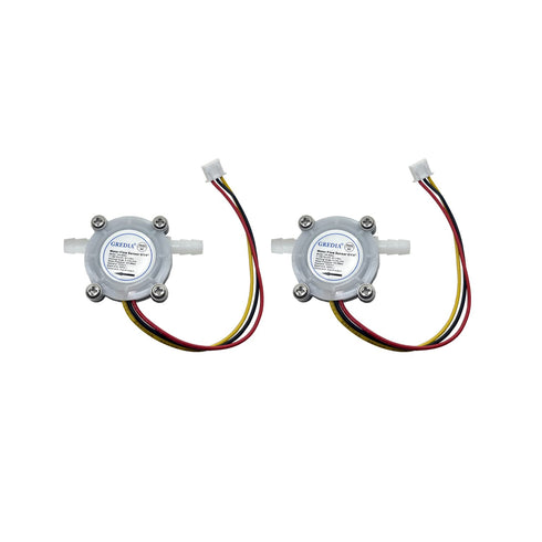 1/4" Water Flow Sensor Food-Grade Switch Hall Effect Flowmeter Fluid Meter Counter Connect Hosepipe 0.5-3L/min (Pack of 2?...
