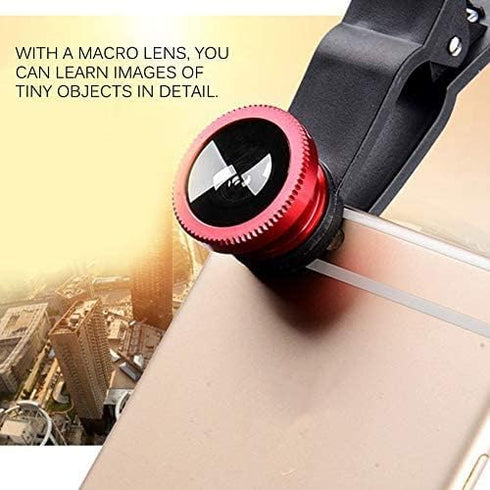 Phone Camera Lens, Mobile Phone Camera Lens Kit Fish Eye Lens 2 in1 Macro Lens& Super Wide Angle Lens with Black Universal Phone Clip......
