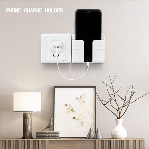 4PC Wall Mount Cell Phone Charging Holder, Black Adhesive Mobile Phone Wall Stand for Charger, Phone Holders for Shower Bed Wall......