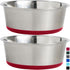 Gorilla Grip Stainless Steel Metal Dog Bowl Set of 2, Rubber Base, Heavy Duty Feeding Dishes, Food Grade BPA Free, Less Sliding, Quiet Pet Bowls f...