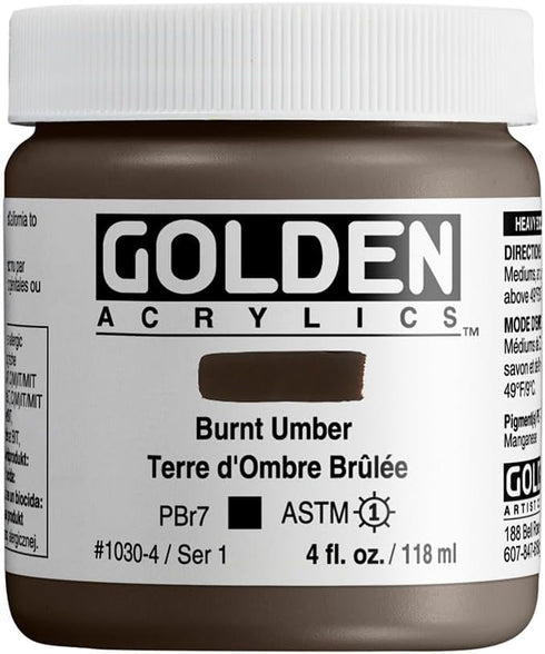 Golden Heavy Body Acrylic - Burnt Umber - 4 oz Jar...