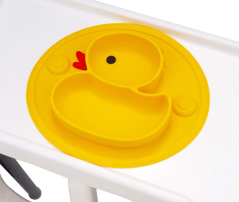 Linowos Silicone Divided Toddler Plates, Portable Non Slip Suction Plates for Children Babies and Kids BPA Free Baby Dinner Plate (Duck-Yellow) 1...