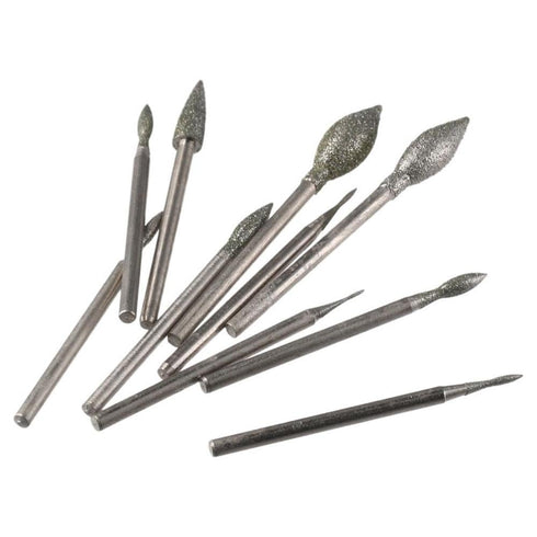 Grinding Burr Set 11pcs Olive Shape Non-Metallic Carving Silver Polishing Kits Industry Tool Diamond Burr Bits Carving, Engraving, Grinding...