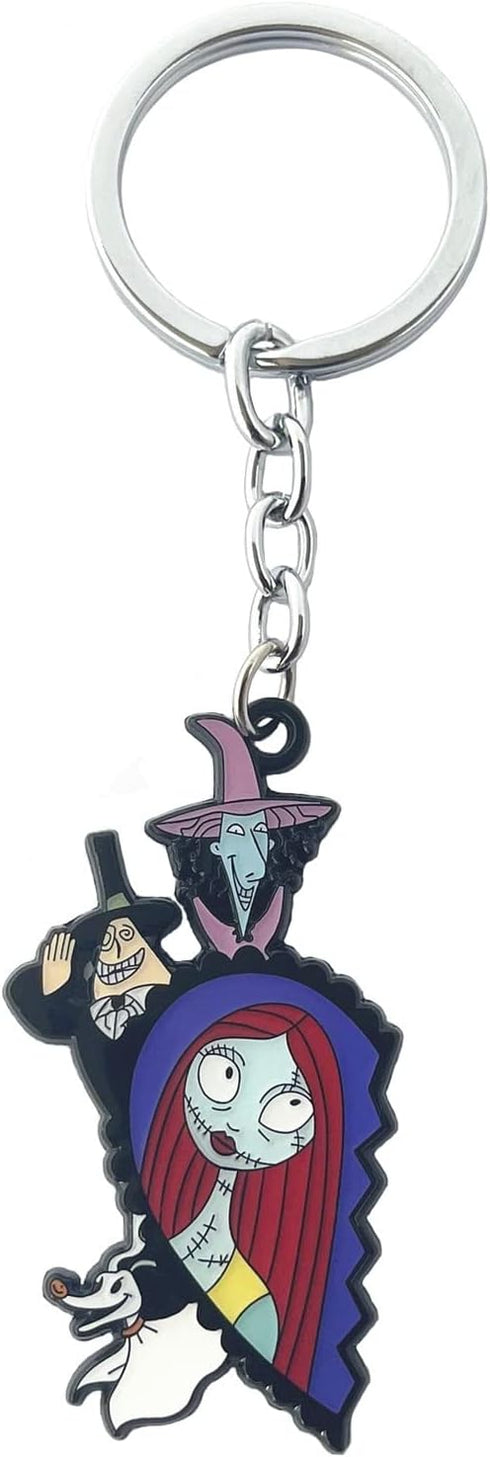 2 PCS Halloween Nightmare before Christmas Horror Keychain, Jack Sally Zero The Dog Oogie Boogi Key Chain for Women and Men...