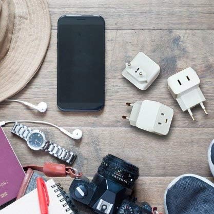 Ceptics European Travel Plug Adapter Europe Power Adaptor Charger Dual Input - Ultra Compact - Light Weight - USA to any Type C Countries such as ...