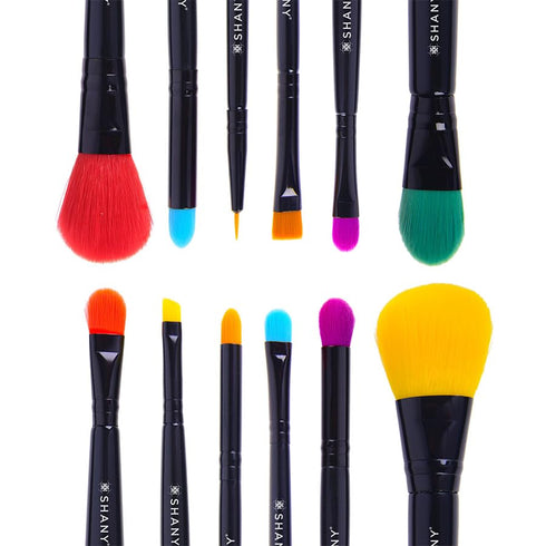 SHANY Vegan Makeup Brushes - LUNA - 6 PC Double Sided Travel Make up Brushes with 12 unique Bristles - with Brush storage Pouch - Synthetic...