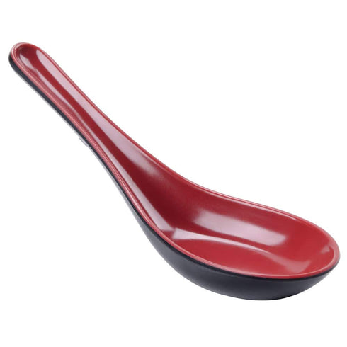 G.E.T. 6026-RB Red/Black 0.6 oz. Soup Spoon, Break Resistant Dishwasher Safe Melamine Plastic, Fuji Collection (Pack of 12)...