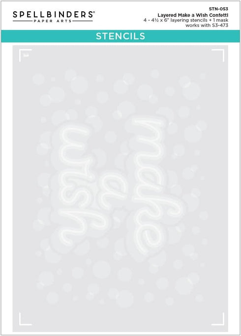 SPELLBINDERS PAPERCRAFTS, INC Spellbinders Stencil-Layered Make A Wish Confetti, Gray...