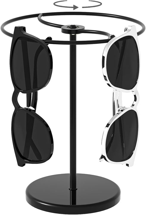 360° Rotating Sunglasses Organizer Stand, Eyewear Display Holder Stand, Eyeglasses Stand Rack for Nightstand Desk Bedroom or Shop Selling (Black)...