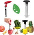 Apple Corer + Pineapple Tool + Herb Kale Stripper- Lever Tool by BRIGHT KITCHEN Stainless Steel Pear Fruit Seed Remover Cherry Red Grip with Serra...