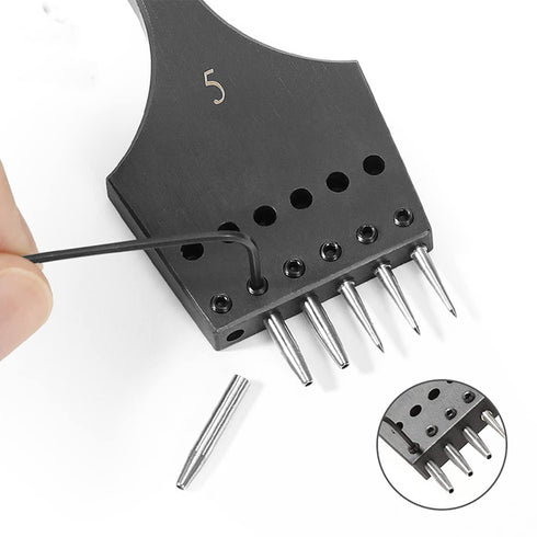 WUTA Sharp Head Replaceable Pricking Iron Removable Round Hole Punch Leather Craft Chisel DIY Leather Tools 2nd Generation (60 Pcs Round Punch Hea...