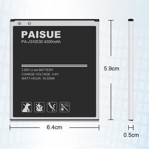 Galaxy J3 Battery, Upgraded 4300mAh EB-BG530CBU Li-ion Replacement Battery for Samsung Galaxy J3 Prime, Emerge, Star, Orbit, Eclipse, On5, Mission...