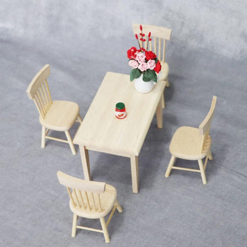 Toddmomy 1 Set Doll Furniture Miniature Furniture Decorative 1/12 Scale Miniature Table Chair Set for Dollhouse Kitchen Food Decoration Accessorie...
