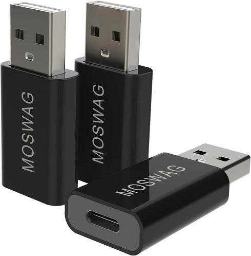 MOSWAG 3 Pack USB C to USB Adapter - Male to Female, Type-C to Type A Compatible with Apple MagSafe Charger, Mac, Laptops and PCs...