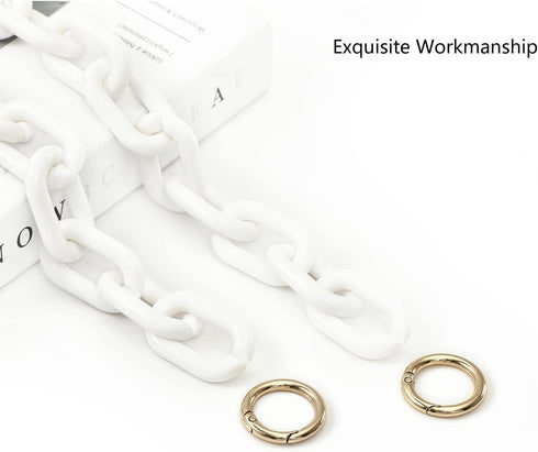 Yichain Chunky Acrylic Purse Strap Bag Chain Handle Replacement,Handbag Purse Making Accessory Decoration (White)...