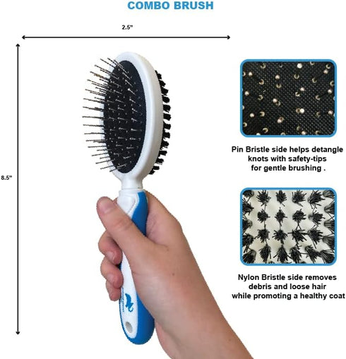 Animal Planet Pet Daily Grooming Kit (3 Pack) Reversible Grooming Glove, Double Sided Comb, Double Sided Brush. for Dogs & Cats, Good for All Bree...