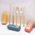 4Pack Folding Cutlery Set with Case, Travel Foldable Collapsible Portable Wheat Spoon Fork Straw Utensil Tableware for Picnic Camping...