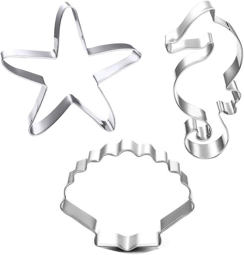 Winrase® Set of 3 DIY Stainless Steel Starfish Hippocampus Shell Shape Cookie Cutter Fondant Cutter...