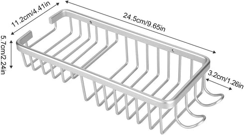 Mumusuki Aluminum Alloy Wall Mounted Storage Shelf Rack with Hooks for Hanging Sponge and Razor, Bathroom Shower Organizer Caddy for Bathroom,Toil...