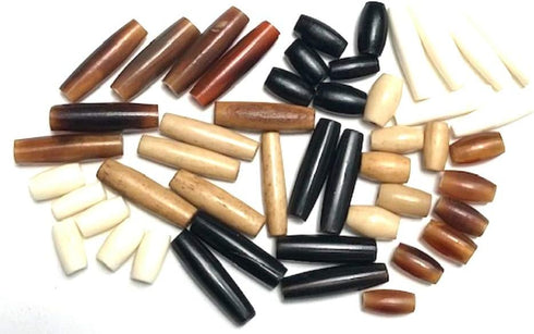 Genuine Hairpipe Bone Bonanza Mix: White, Antique Stained, Black, Golden Amber, 1" and 1/2", 48 Pieces...