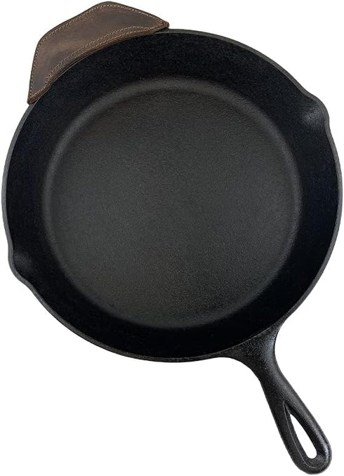 Rustic Leather Hot Handle Holder (Cast Iron Side Kick Potholder) Double Layered, Double Stitched and Handmade by Hide & Drink (Bourbon Brown)...