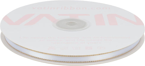 VATIN Double Faced Satin Ribbon 1/4 inch White with Gold Edge Continuous 50 Yards for Decoration, Craft, Gift Wrappping Wedding Card Decoration...