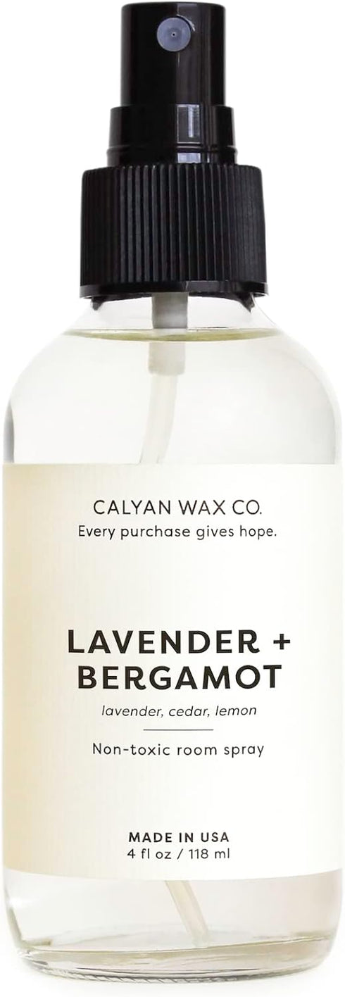 Calyan Wax Co. Lavender & Bergamot Natural Room Spray Infused with Essential Oils, Air Freshener Spray & Aromatic Mist in Non-Aerosal Spray Bottle...