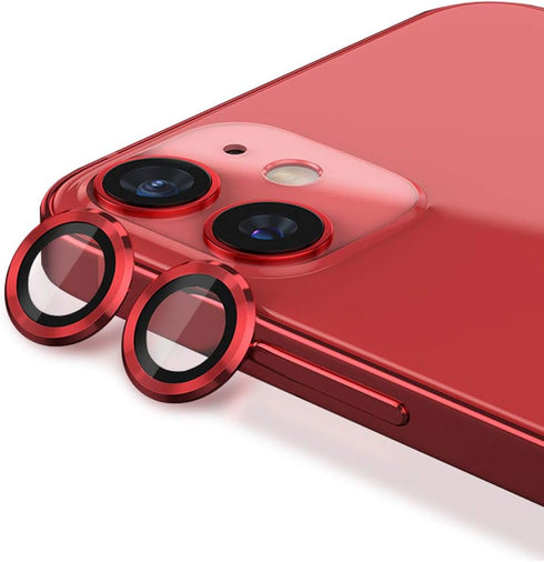 CloudValley ?2 Pack for iphone 12/12 Mini / 11 Camera Lens Protector, Ultra-HD Tempered Glass Cover, Aluminum Alloy Screen Cover, Red, with Cleani...
