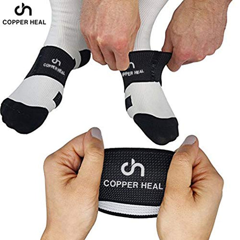 COPPER HEAL Arch Copper Compression Support Brace 2 units Foot Plantar Fasciitis Sleeves Helps Relief Heel Spurs Flat Feet Ankle Achilles Tendon I...
