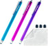 Bundle of 3-Pack Thin Tip High Precision Stylus Pens for Touch Screens, 5.5" Stylus Pens with Replaceable Thin Tips and Microfiber Cloth (Purple, ...