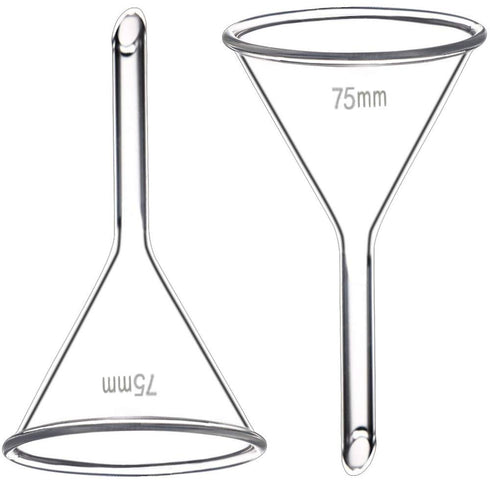 75mm Glass Funnel, Short Stem, Borosilicate Glass, Heavy Wall, Karter Scientific 213V11 (Pack of 2)...