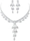 Women's Bridal Jewelry Rhinestone Necklace Set Earrings for Women Prom Silver Pendant Leaf Bridal Layered European-Style for Bride Bridesmaids Gir...