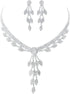Women's Bridal Jewelry Rhinestone Necklace Set Earrings for Women Prom Silver Pendant Leaf Bridal Layered European-Style for Bride Bridesmaids Gir...