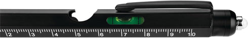 Performance Tool W9217 2 pk. Multi-Function Aluminum Black Ballpoint Pens, LED Light Stylus Ruler Level Bottle Opener Slotted & Phillips Screwdriv...