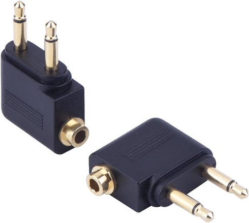 eBoot Airplane Airline Flight Adapters for Headphones (3 Pack, Golden Plated)...
