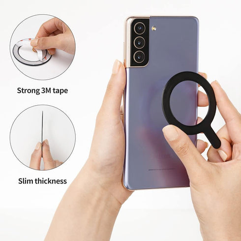 Sinjimoru for MagSafe Sticker, Magnetic Ring for Phone Case, Adaptor for MagSafe Magnet, 1000g Magnet Strength, Wireless Charging, M-Plate Black.....