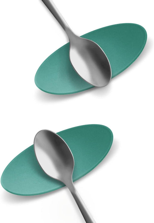 Carrotez Small Silicone Coffee Spoon Rest 2 pcs (0.2" x 1.6" x 3.74"), Spoon Holder Flexible almond-Shaped for Next to Coffee Maker - Kitchen Uten...
